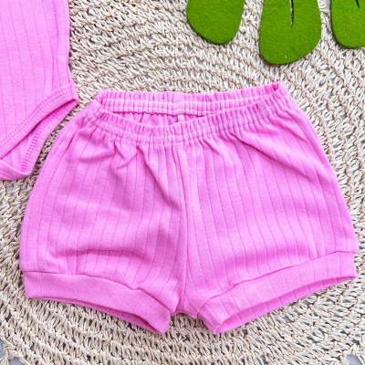 Conj. Body Regata e Short Canelado - Pink